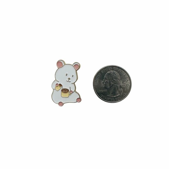 ☀️Enamel Pins Brooches Cartoon White Bear Drinking Coffe Badge Lapel Pin Animal - Picture 5 of 5
